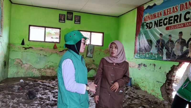 Dila Nurdian tinjau SDN Cikahuripan pascabanjir, dorong percepatan pemulihan sekolah.